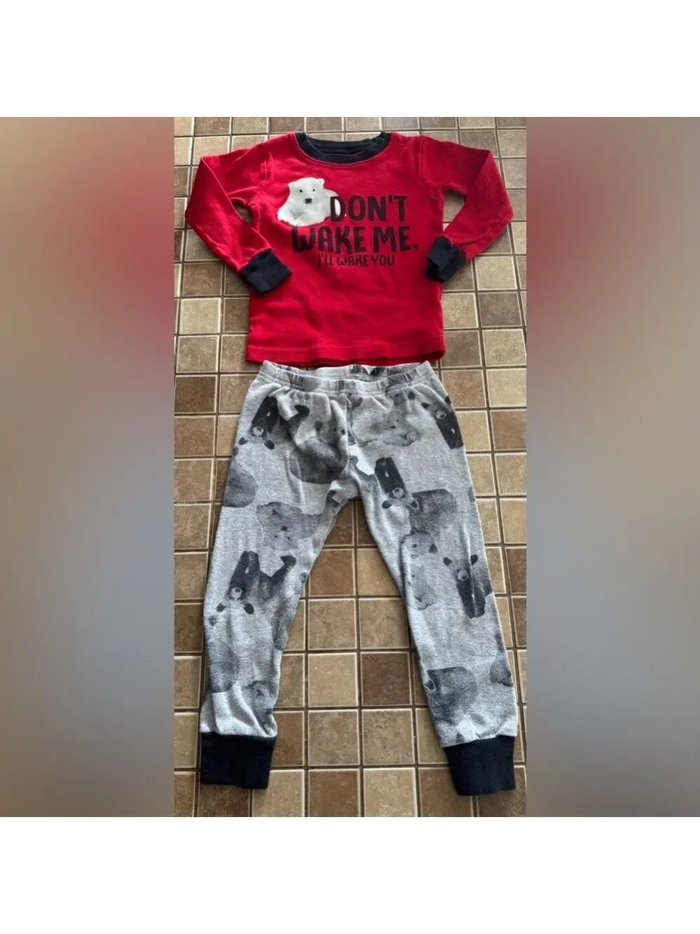 Carter's Red and Gray Bear Pajama Set